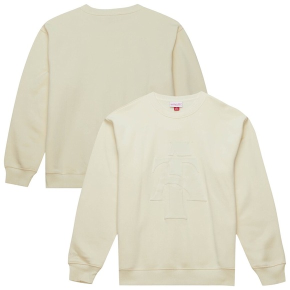 Mitchell Ness NC A&T Aggies Puff Print Fleece Crewneck Cream Large